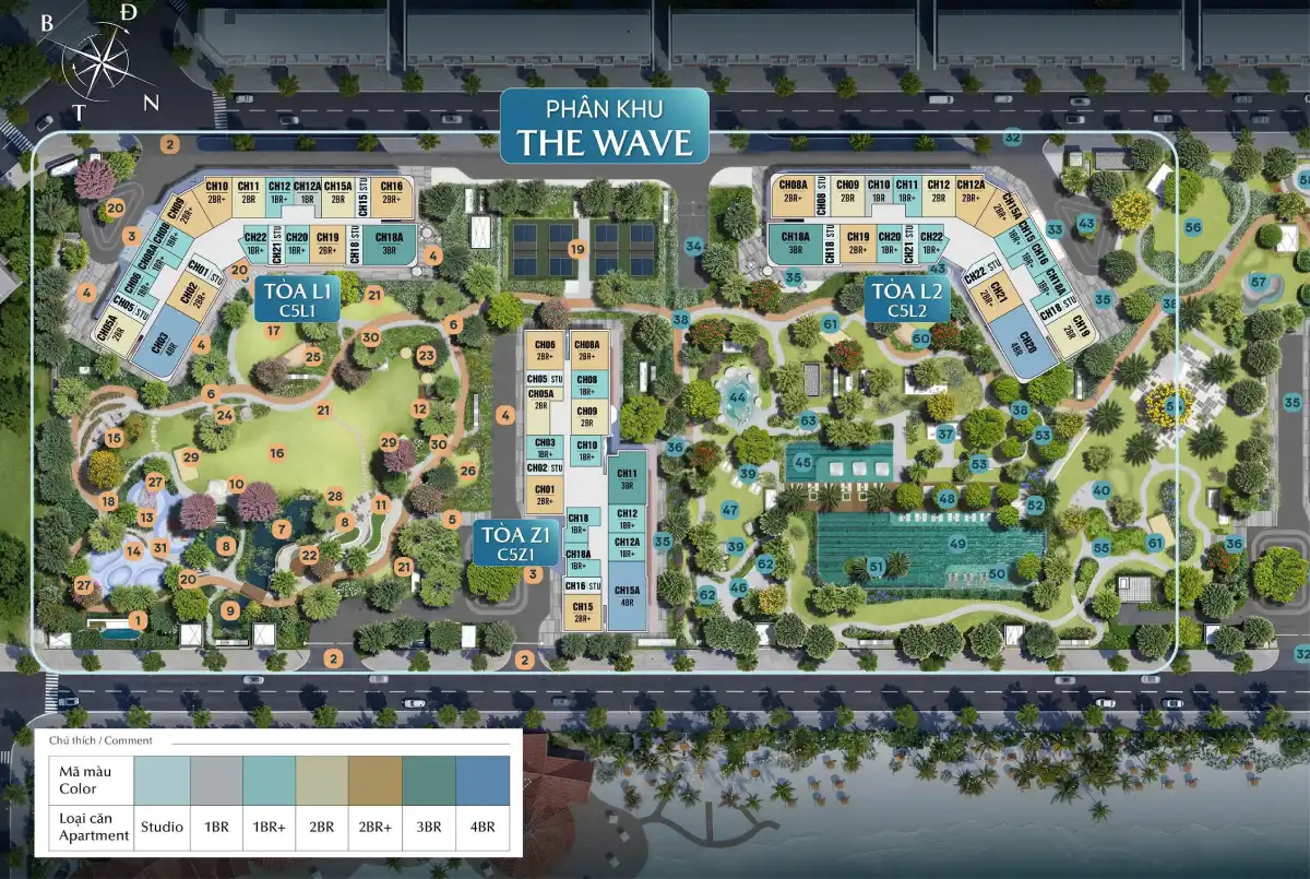 Mặt bằng tổng thể phân khu The Wave