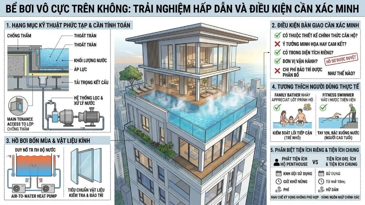 Bể bơi vô cực trên không - trải nghiệm hấp dẫn dành riêng cho chủ nhân căn hộ Penthouse The Bloom
