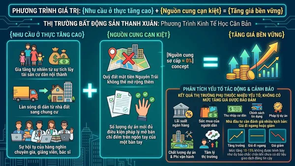 Thị trường bất động sản Thanh Xuân với nhu cầu tăng, nguồn cung hạn chế và các yếu tố tác động đến giá.