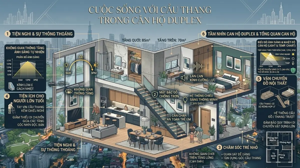 Cầu thang trong căn hộ Duplex - chi tiết rất đáng quan tâm