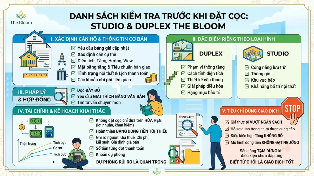 Danh sách những vấn đề cần kiểm tra trước khi đặt cọc