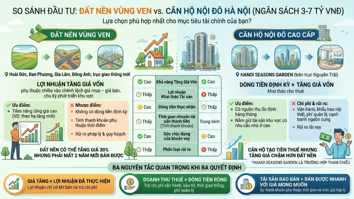 Hanoi Seasons Garden hay đất nền vùng ven: So sánh đầu tư 2026–2030