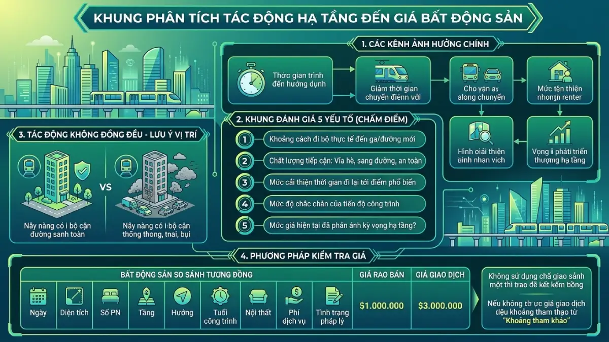 Khung phân tích tác động hạ tầng đến giá bất động sản