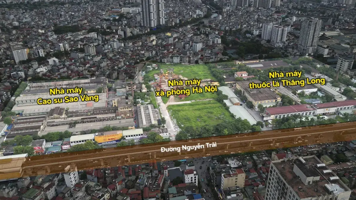 Lô 233, 233B, 235 Nguyễn Trãi - trước là nhà máy Cao Su Sao Vàng, nhà máy Xà Phòng Hà Nội, nhà máy Thuốc Lá Thăng Long