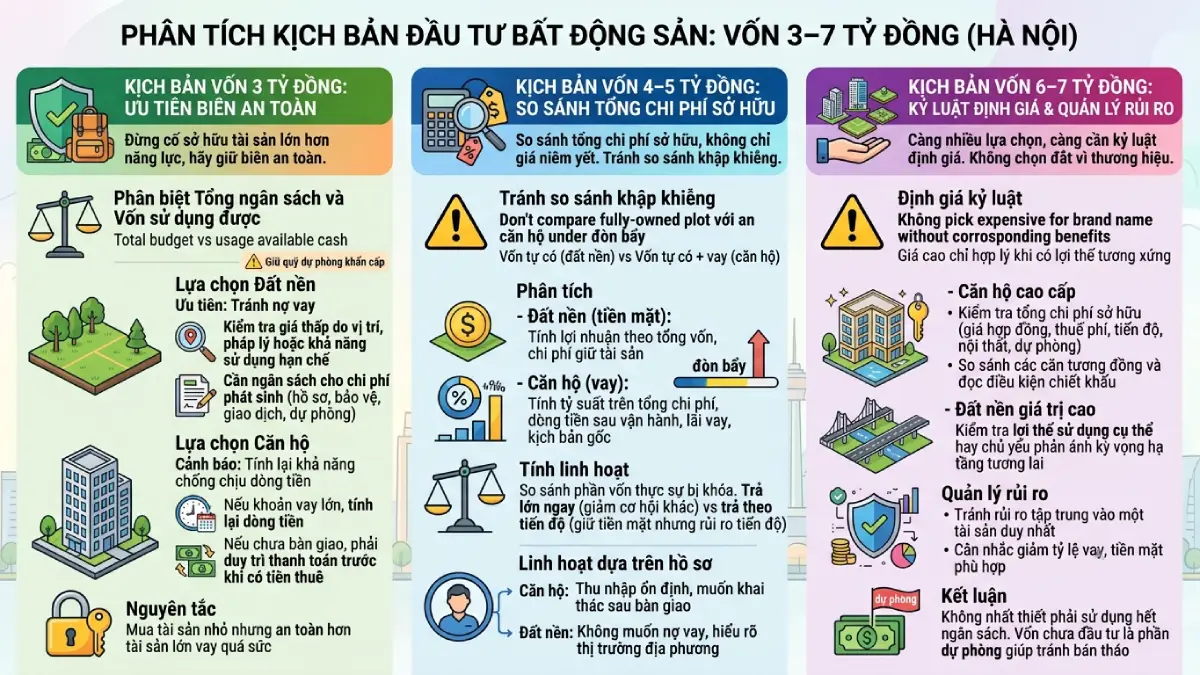 Phân tích kịch bản với nguồn vốn 3–7 tỷ đồng