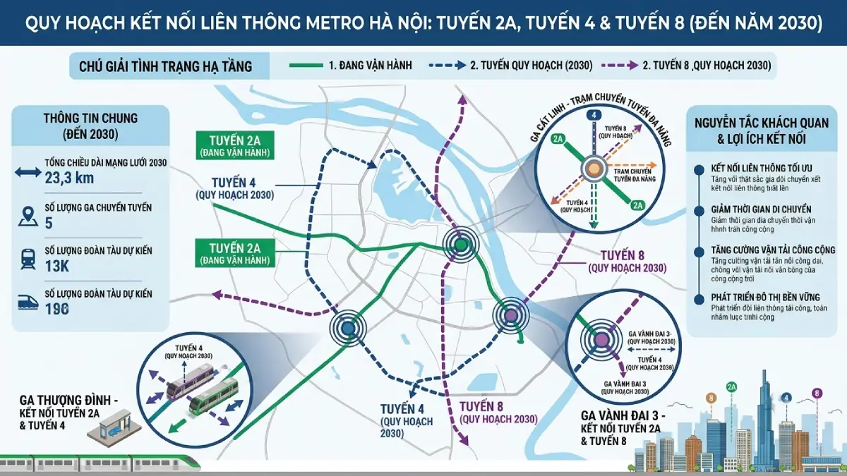 Quy hoạch kết nối liên thông Metro Tuyến 2A, Tuyến 4 và Tuyến 8 đến năm 2030