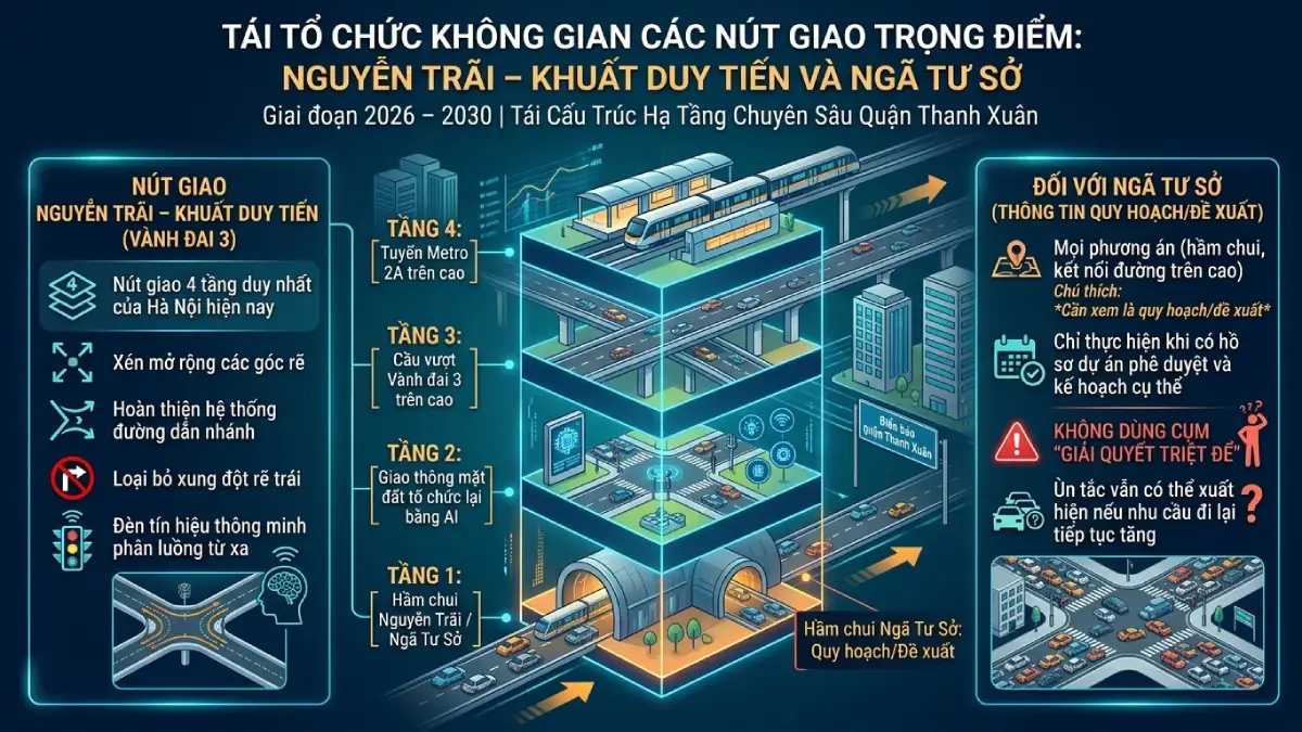 Tái tổ chức không gian các nút giao trọng điểm: Nguyễn Trãi – Khuất Duy Tiến và Ngã Tư Sở