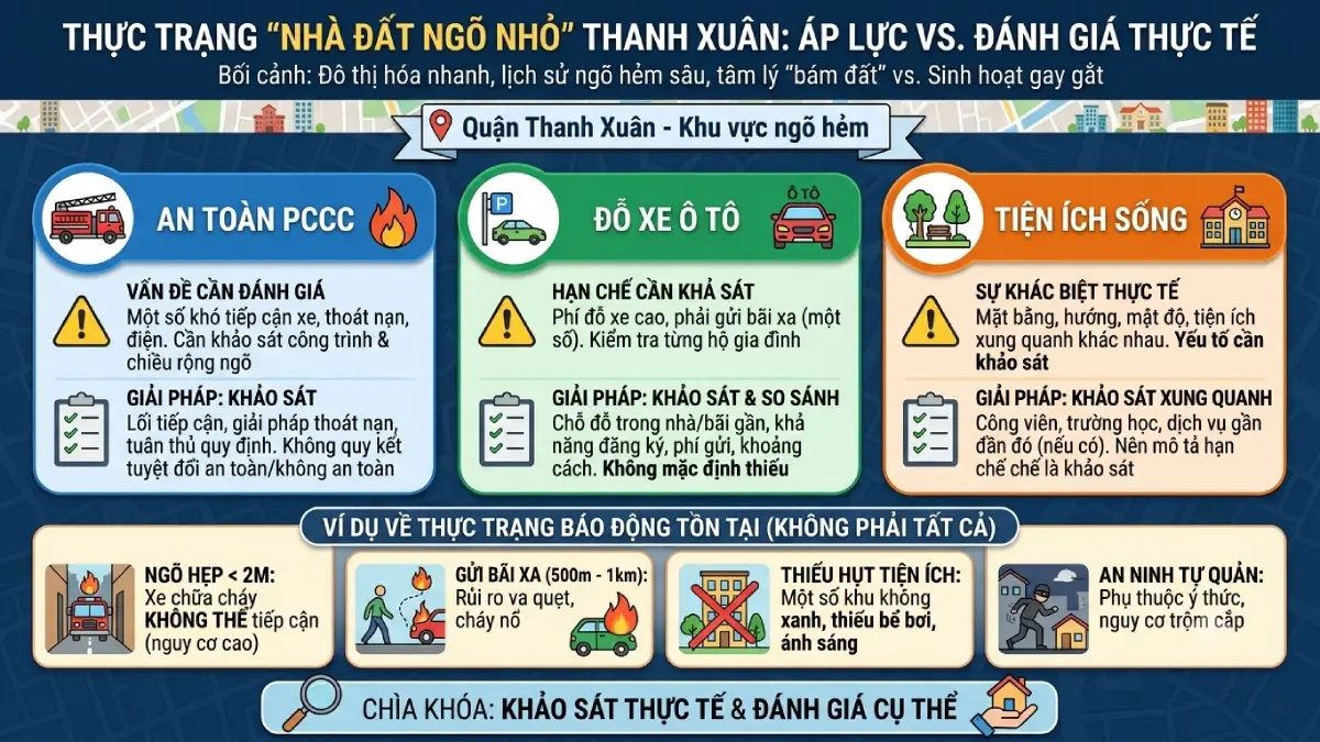 Thực trạng "Nhà đất ngõ nhỏ": Áp lực PCCC, bài toán đỗ xe ô tô và thiếu hụt tiện ích sống