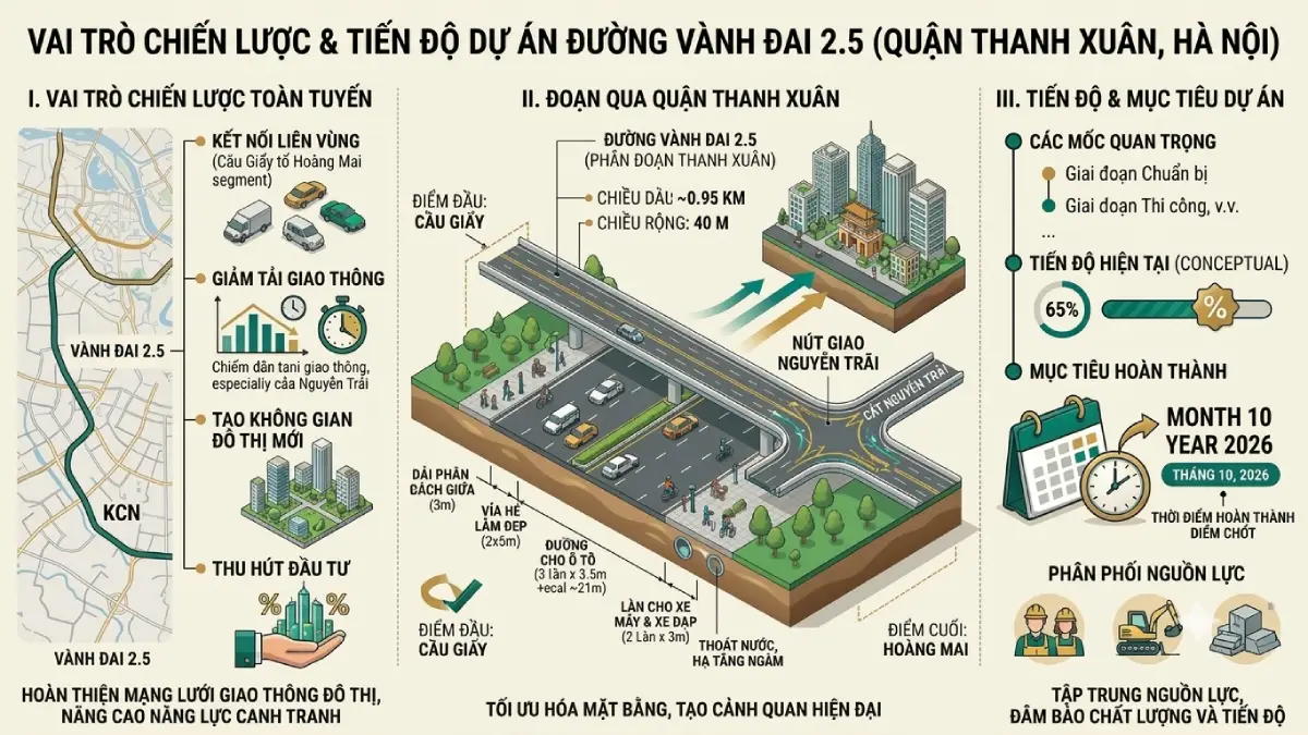 Tiến độ và vai trò chiến lược của Vành đai 2.5 đoạn qua địa bàn Thanh Xuân