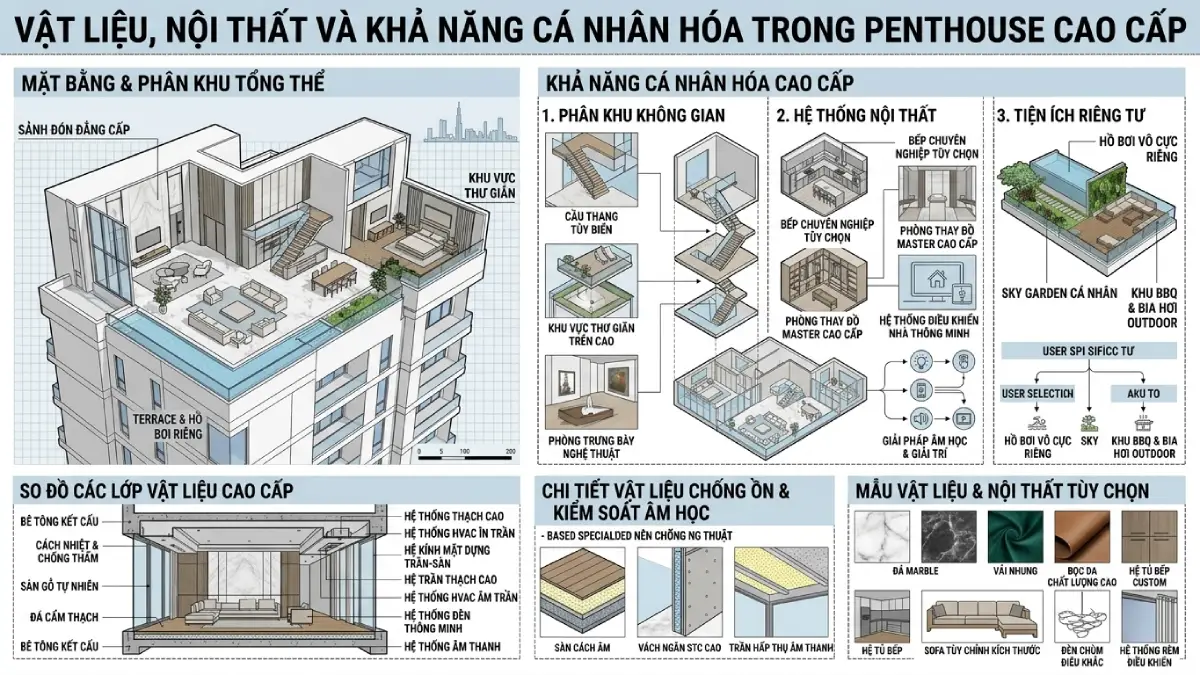 Vật liệu nội thất và khả năng cá nhân hóa trong penthouse cao cấp